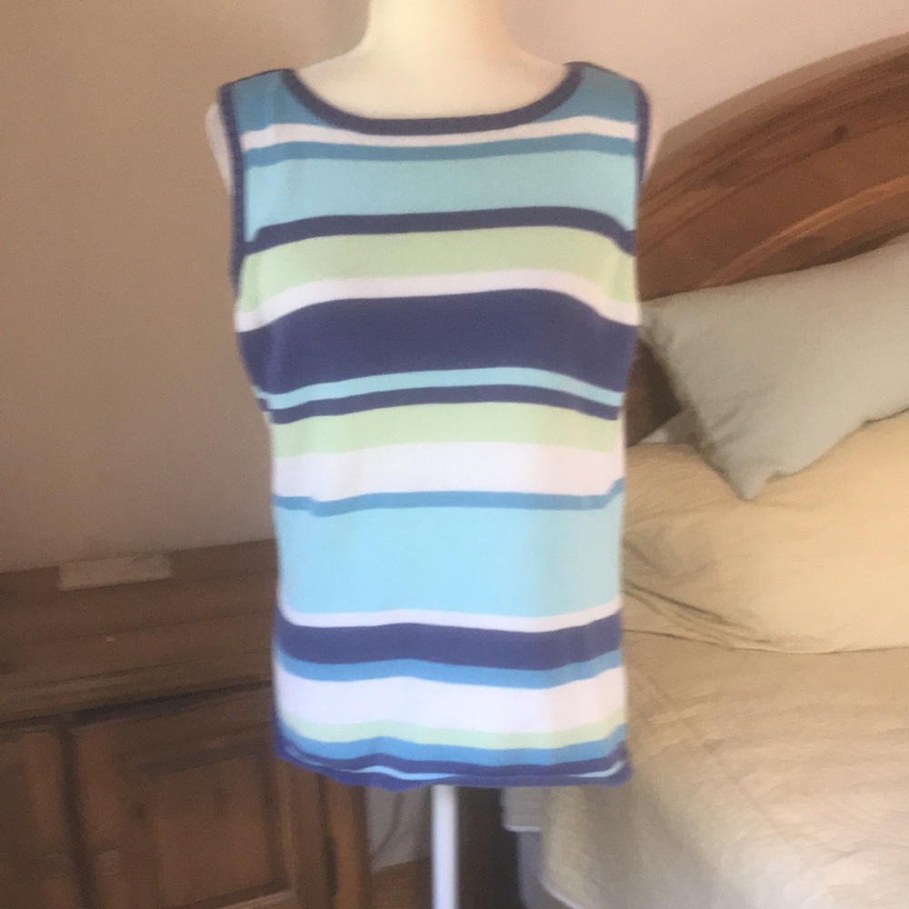 Vintage Eddie Bauer Cotton Knit Sleeveless Top Size Large